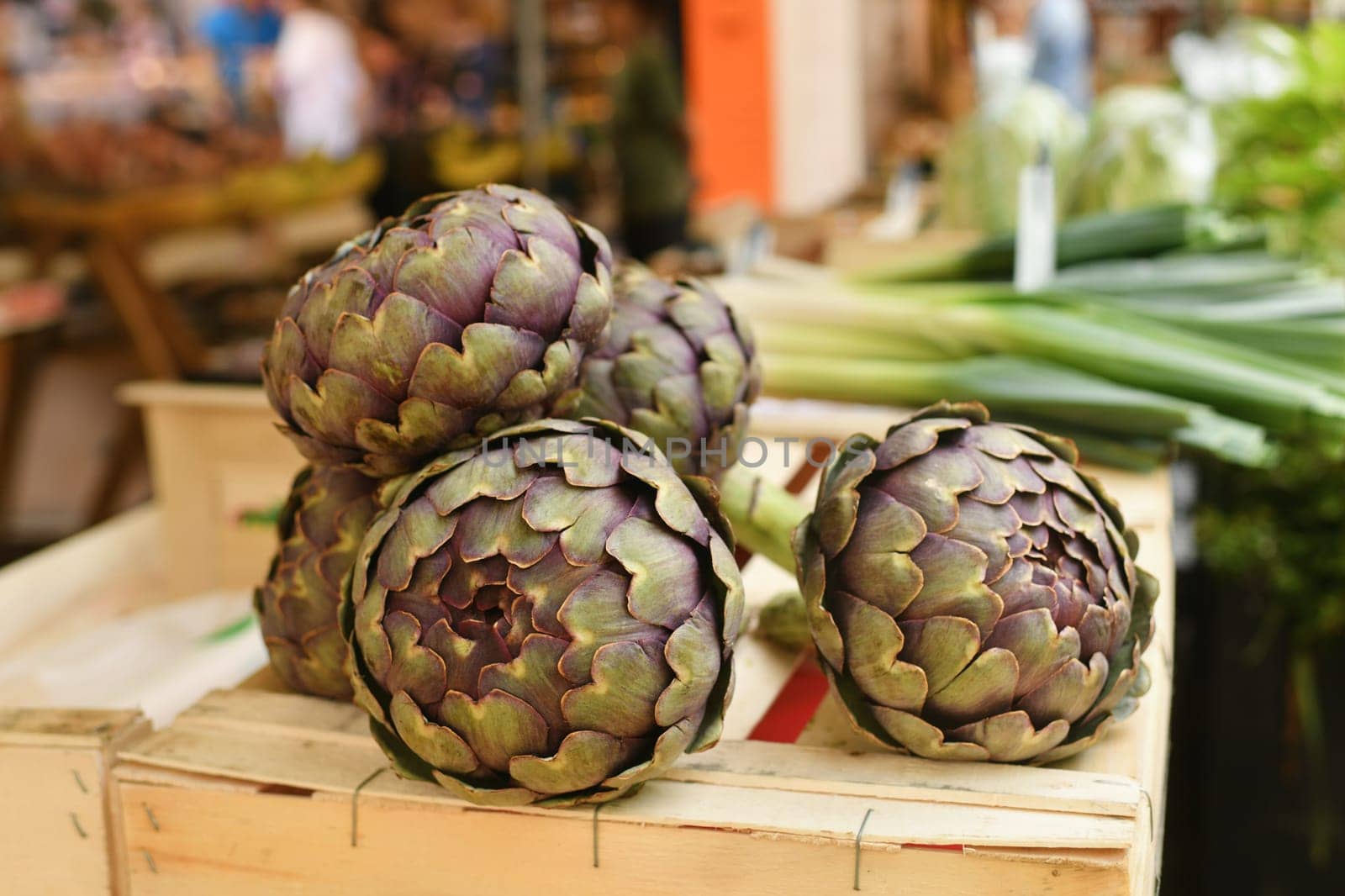 The artichokes for sale in a french market