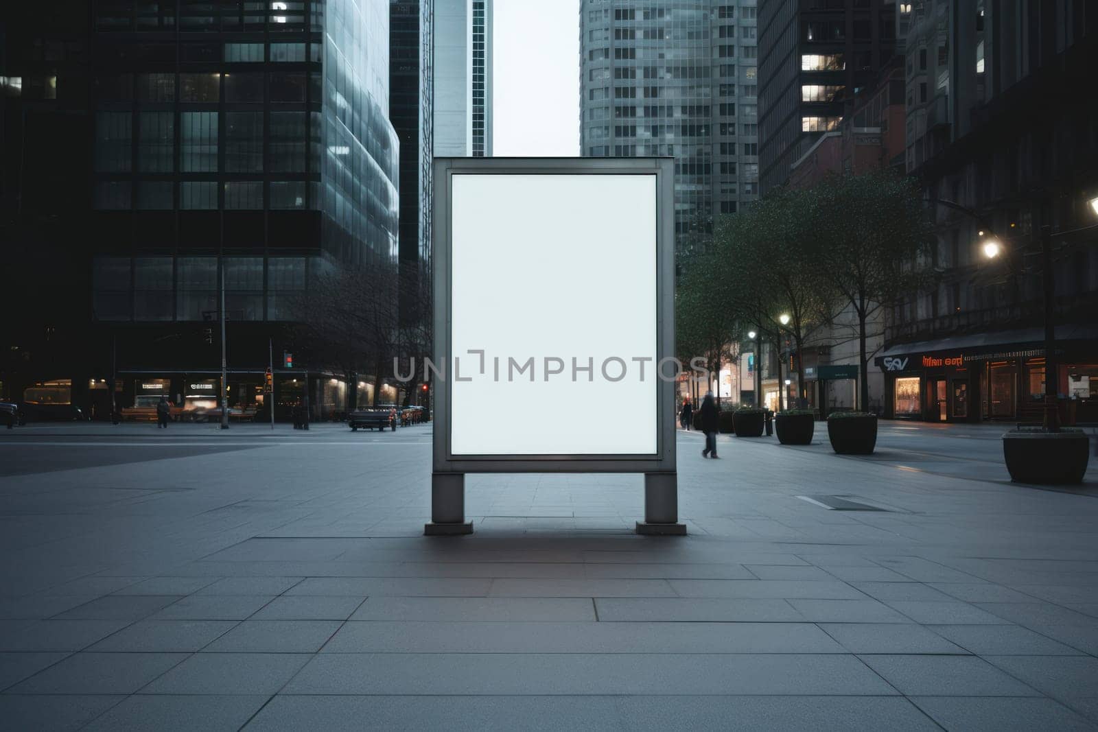 Blank digital signage screen in a public place, ideal for customization, generative ai by matamnad