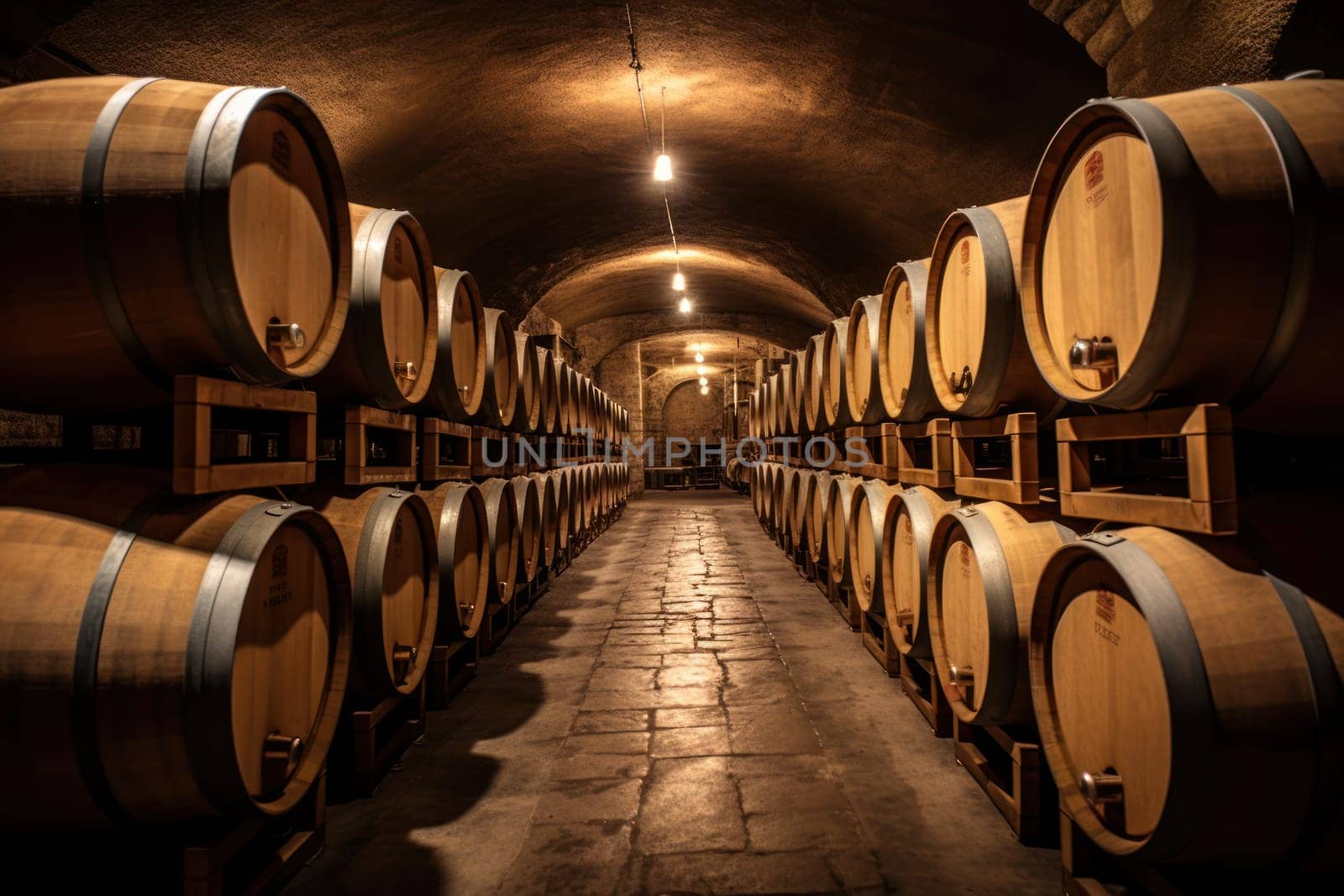 Winery's Perfect Storage for Aging Delicious Wine. Generative AI by matamnad