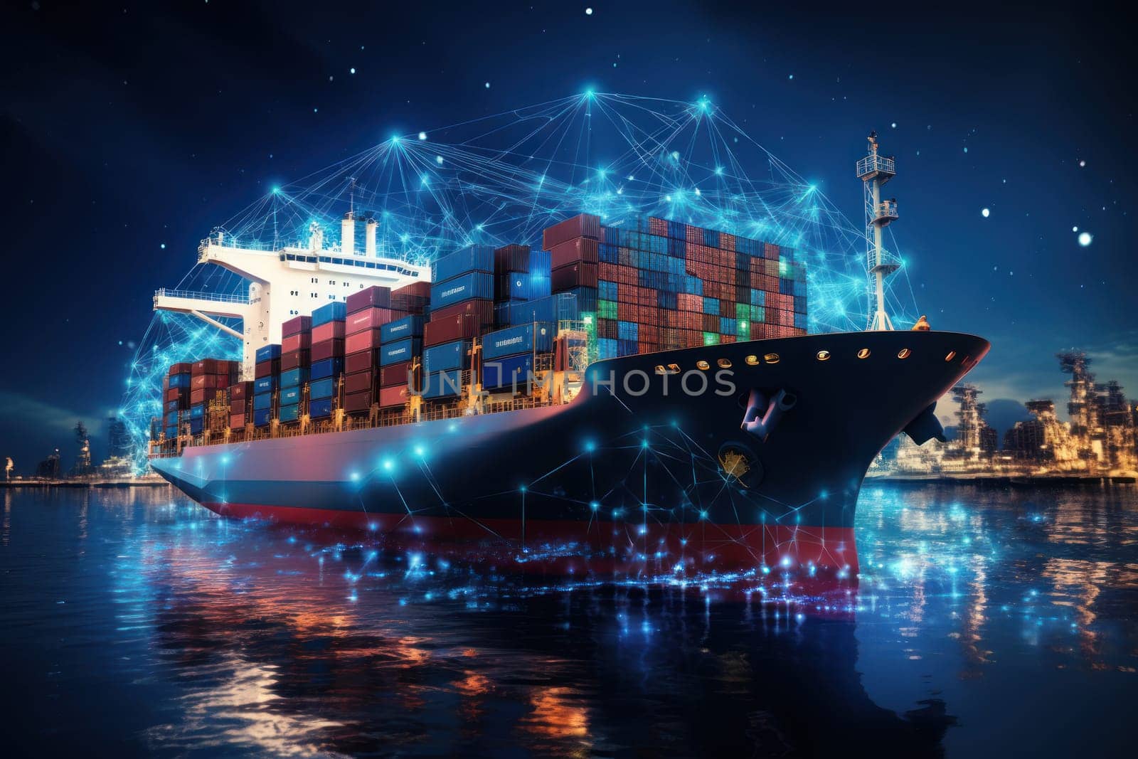 Global business logistics import export and container cargo freight ship, generative AI.