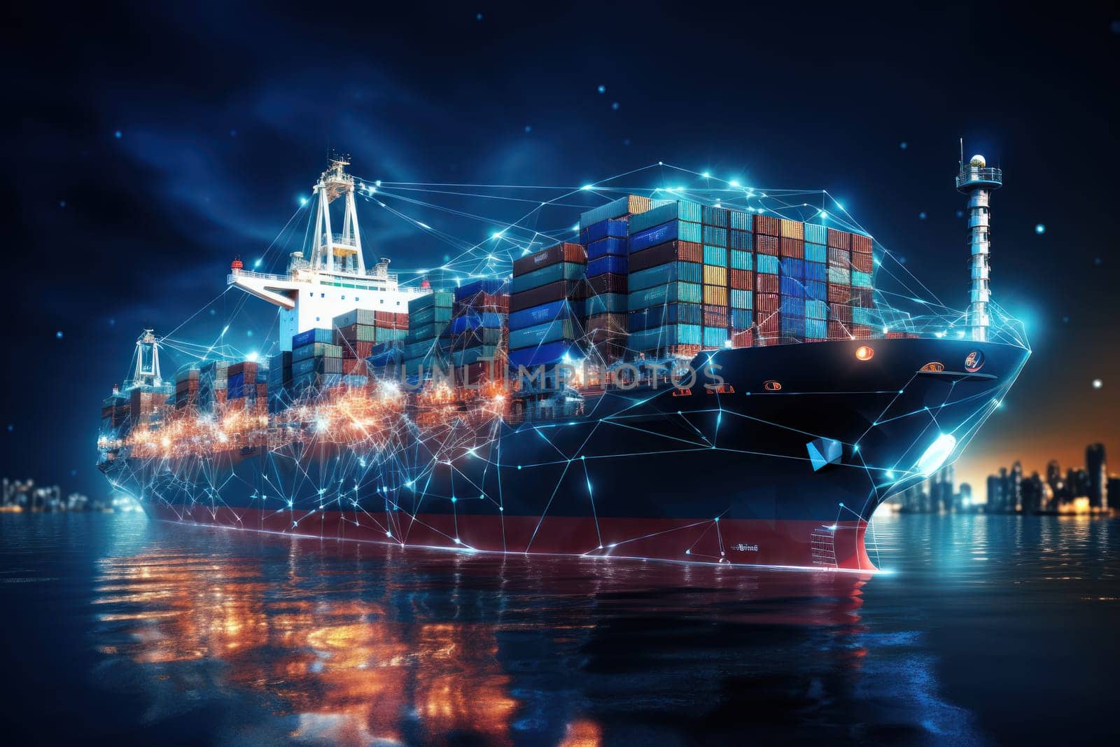 Global business logistics import export and container cargo freight ship, generative AI by matamnad