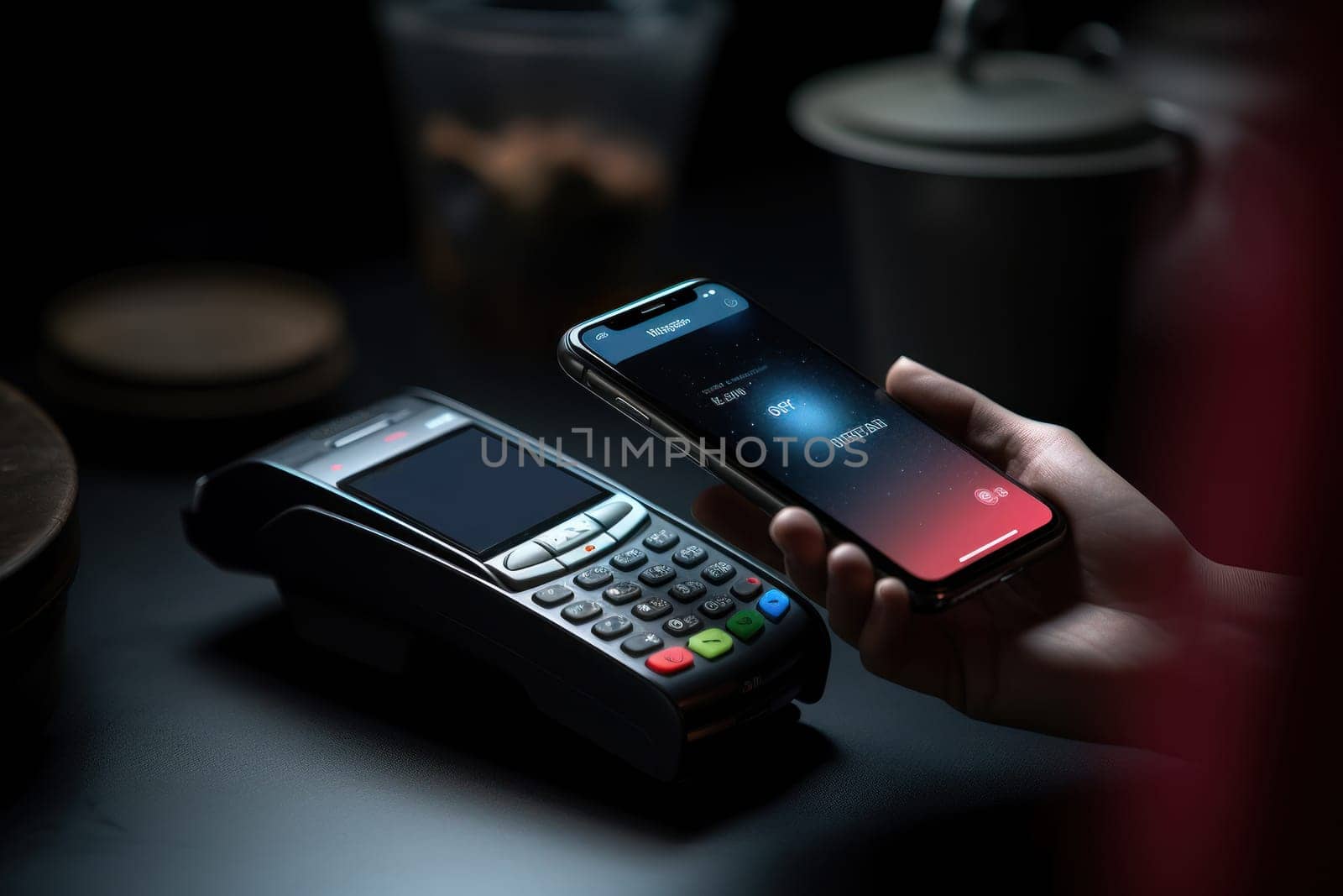 Making Contactless Payment, credit card and mobile -Transaction-Communication . Generative AI by matamnad