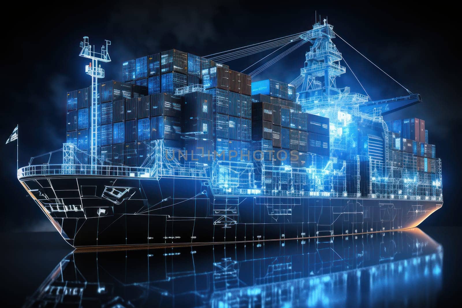 Global business logistics import export and container cargo freight ship, generative AI.