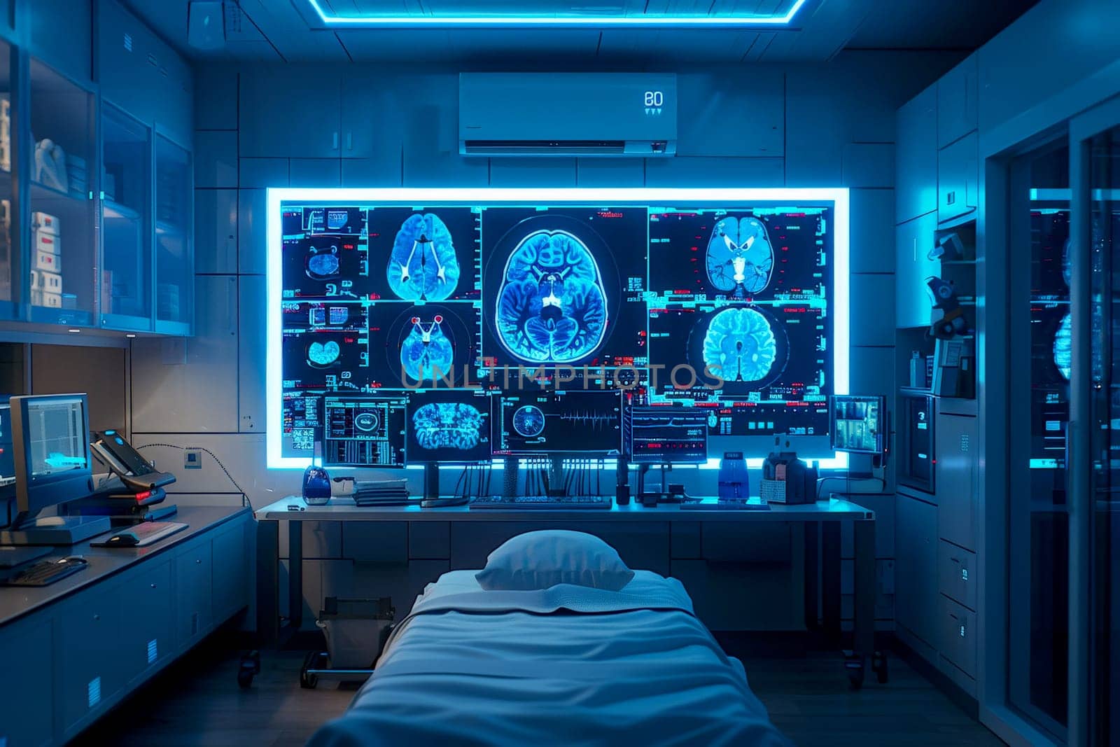 High-resolution medical brain scan display for advanced diagnostics.ai generative by matamnad