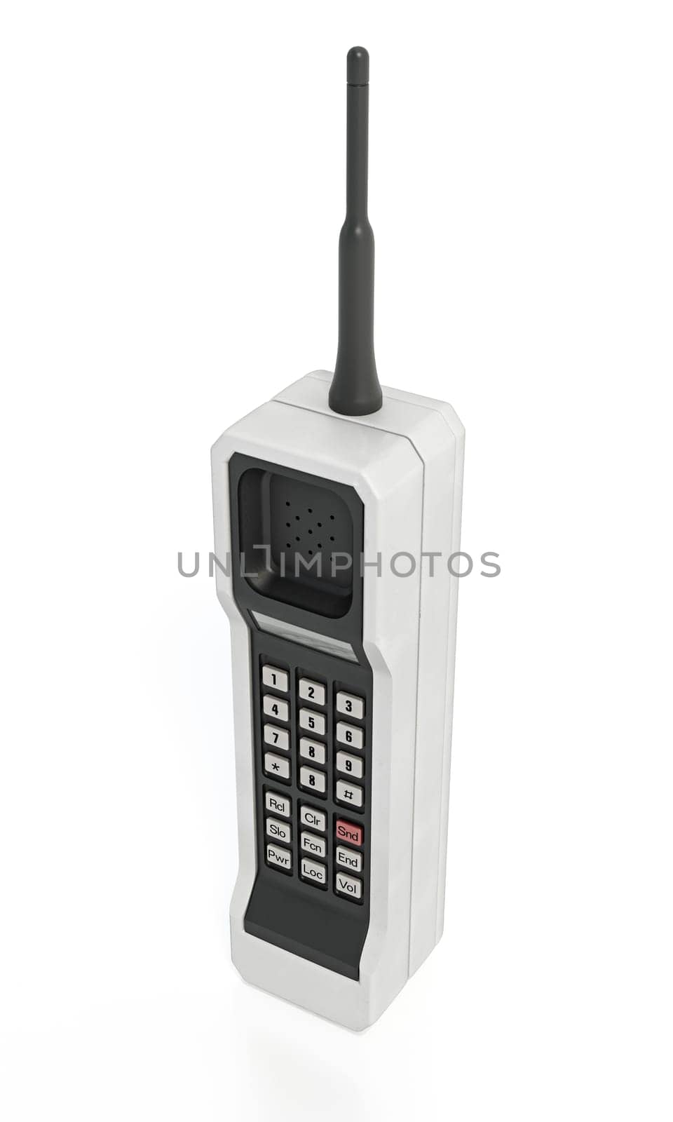 Retro cellphone isolated on white background. 3D illustration.