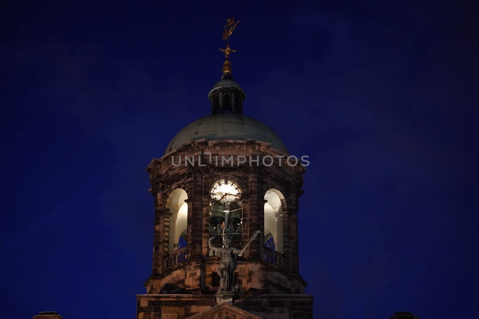 The City Hall of Amsterdam by night view