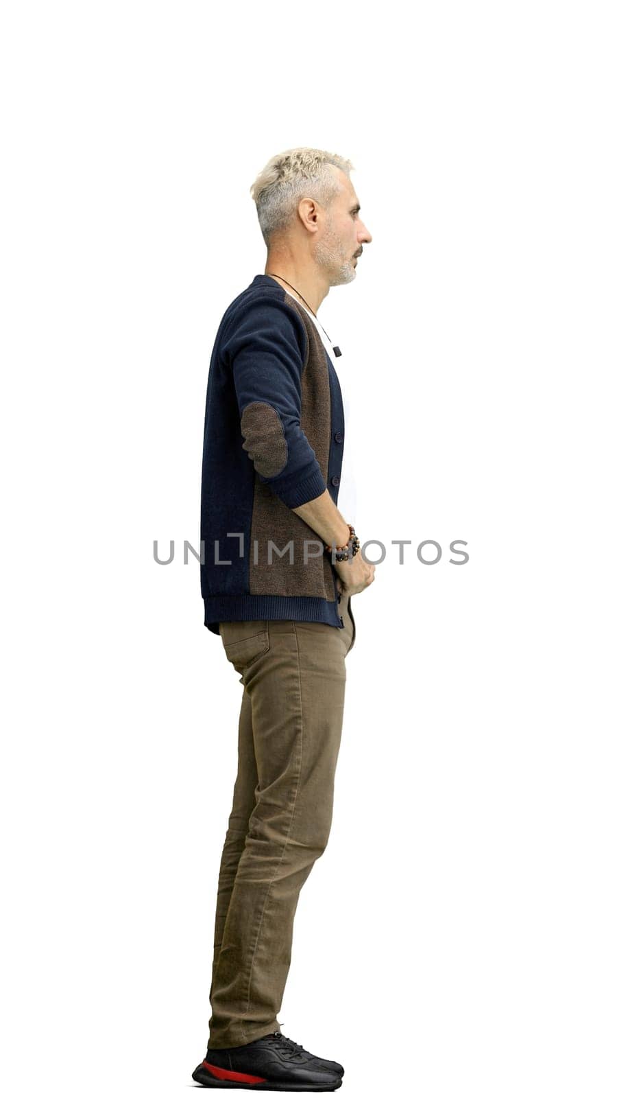 A man, full-length, on a white background.