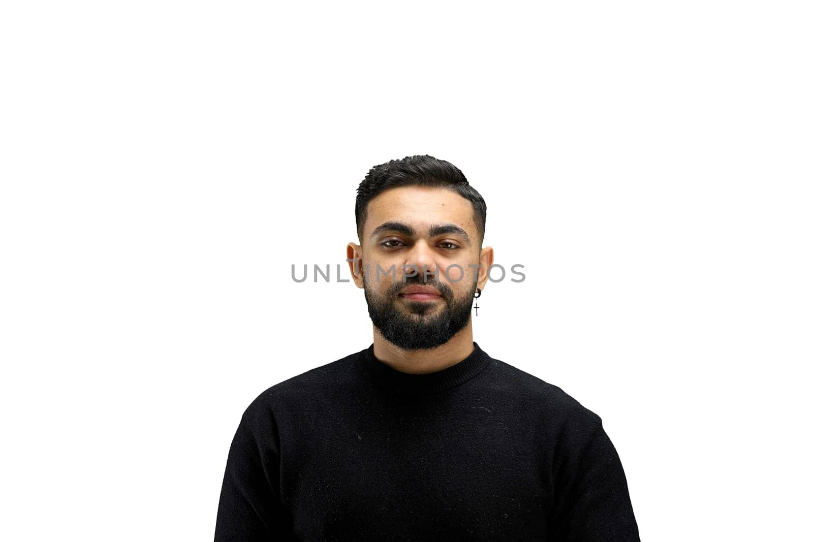 A man, close-up, on a white background.