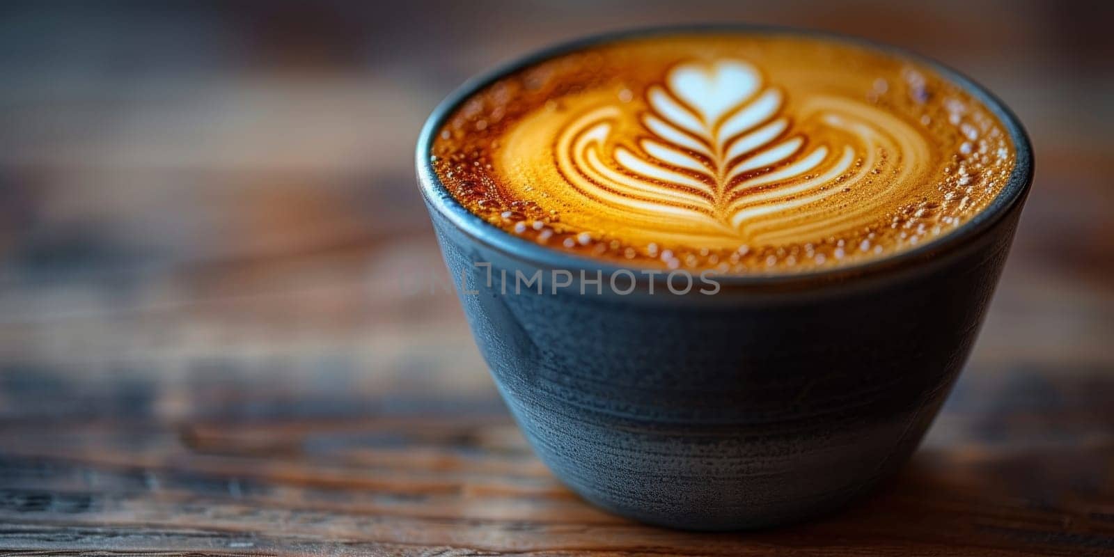 Cups of cappuccino with latte art ,top view,flat lay by Benzoix
