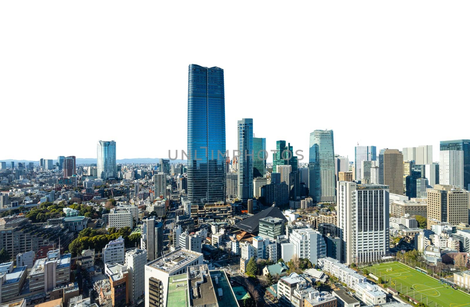 Tokyo, Japan. January 9, 2024.  the panorama of the city taken from the Tokyo Tower with a transparent background