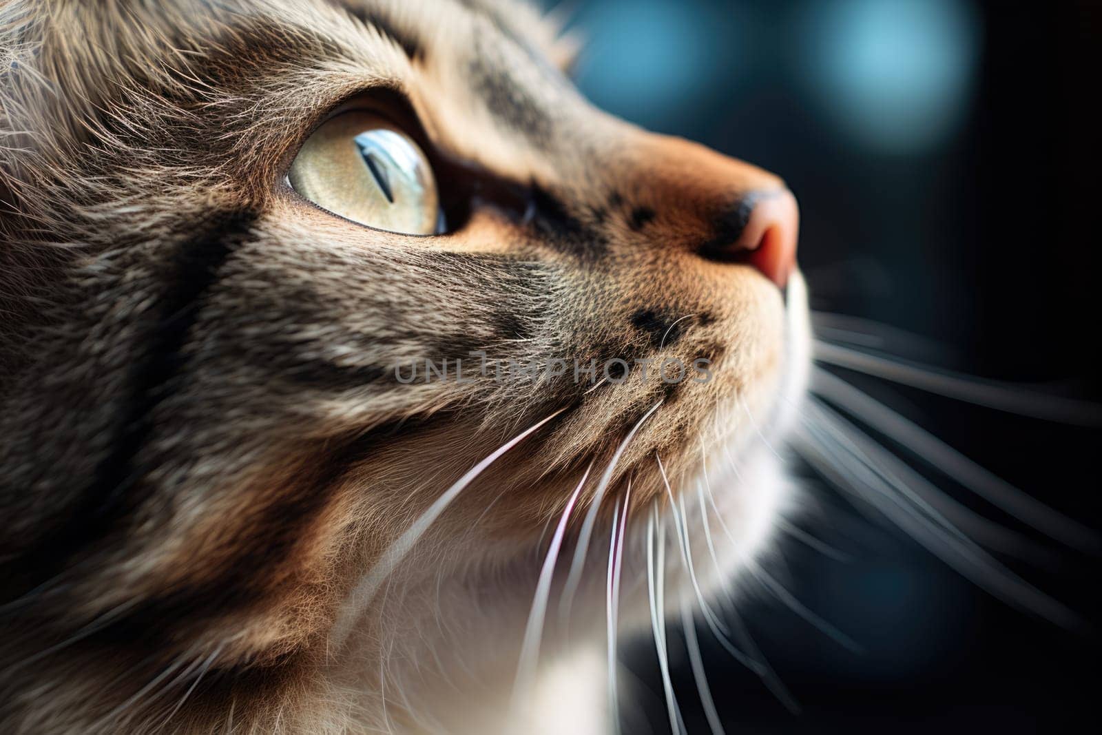 Closeup photo of a cute pink cat's nose and face. ai generated