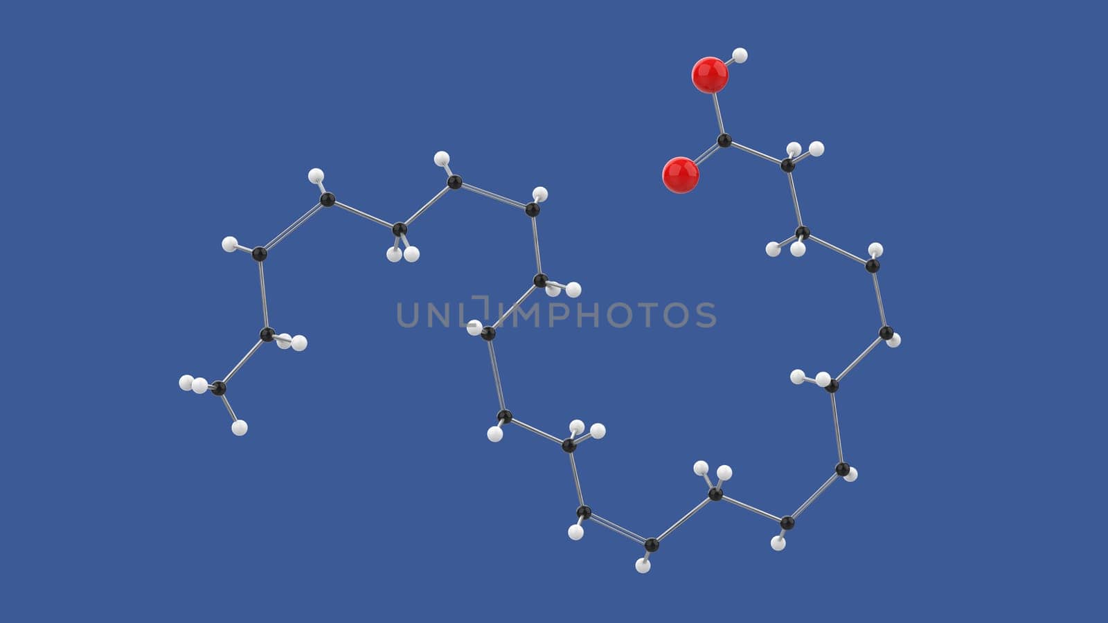 Docosahexaenoic acid 3D molecule structure illustration by clusterx