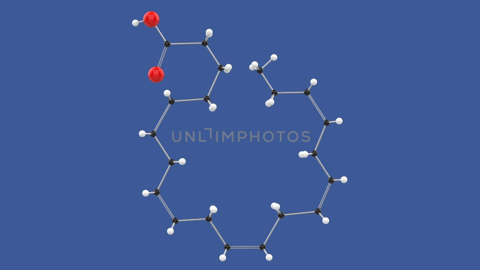 Eicosapentaenoic acid 3D molecule structure illustration by clusterx