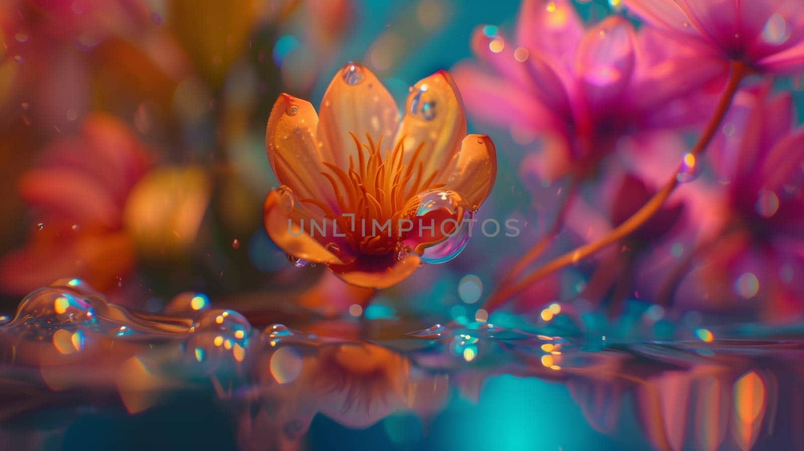 A close up of a flower with water droplets on it