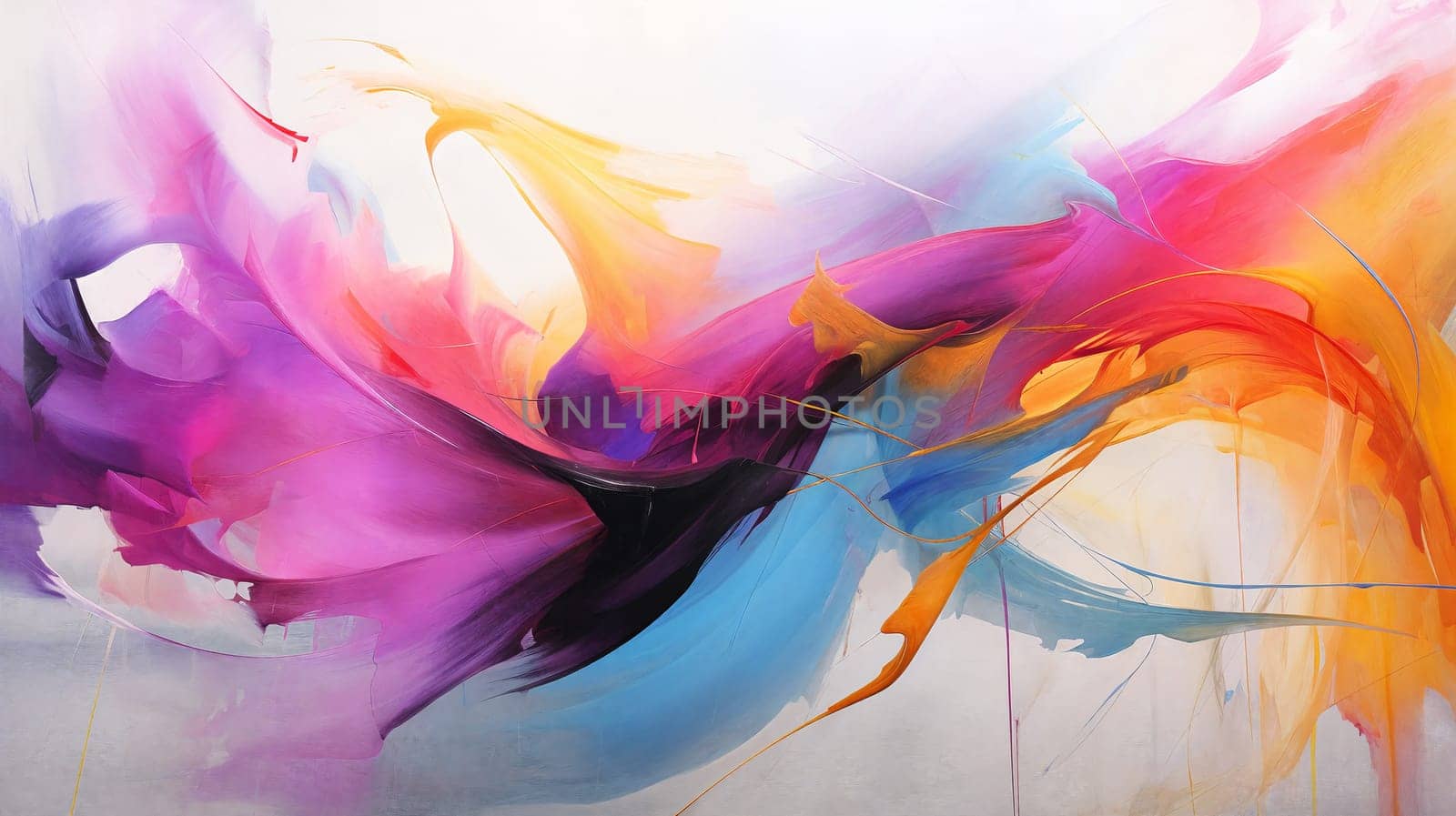 Abstract modern splash painting mesmerizes with vibrant colors and dynamic brushstrokes, pulsating with energy and evoking a sense of captivating chaos. AI Generative