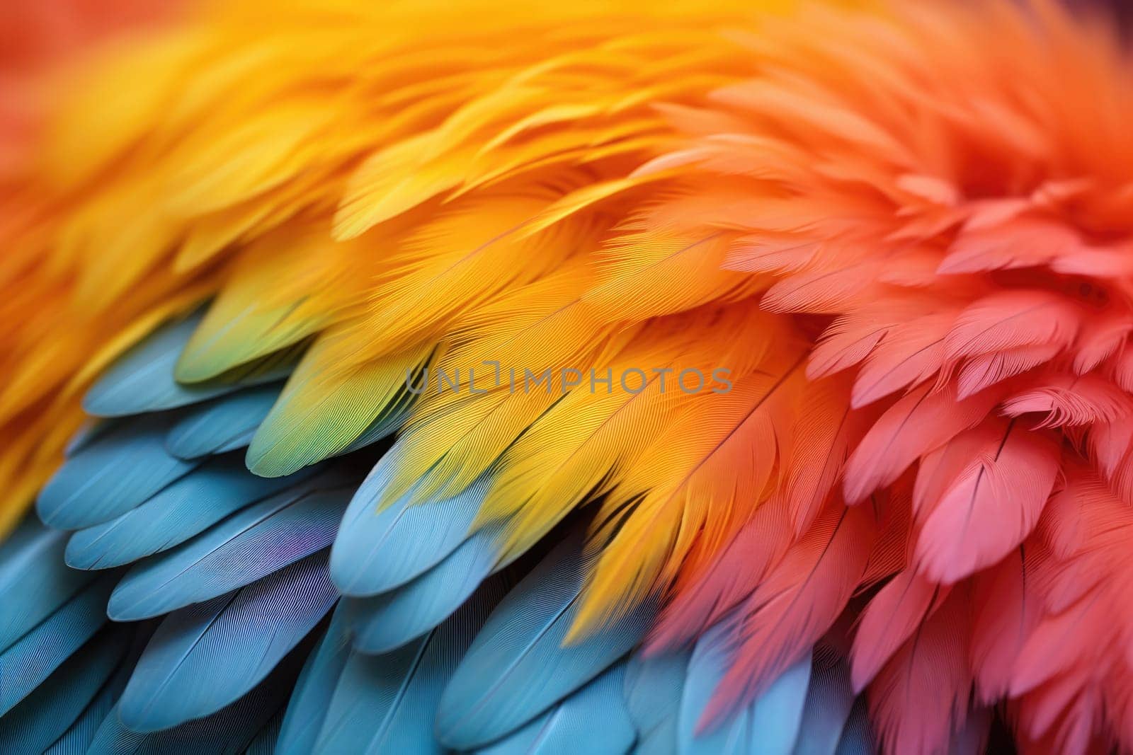 Close up of parrot feathers. ai generated by Desperada