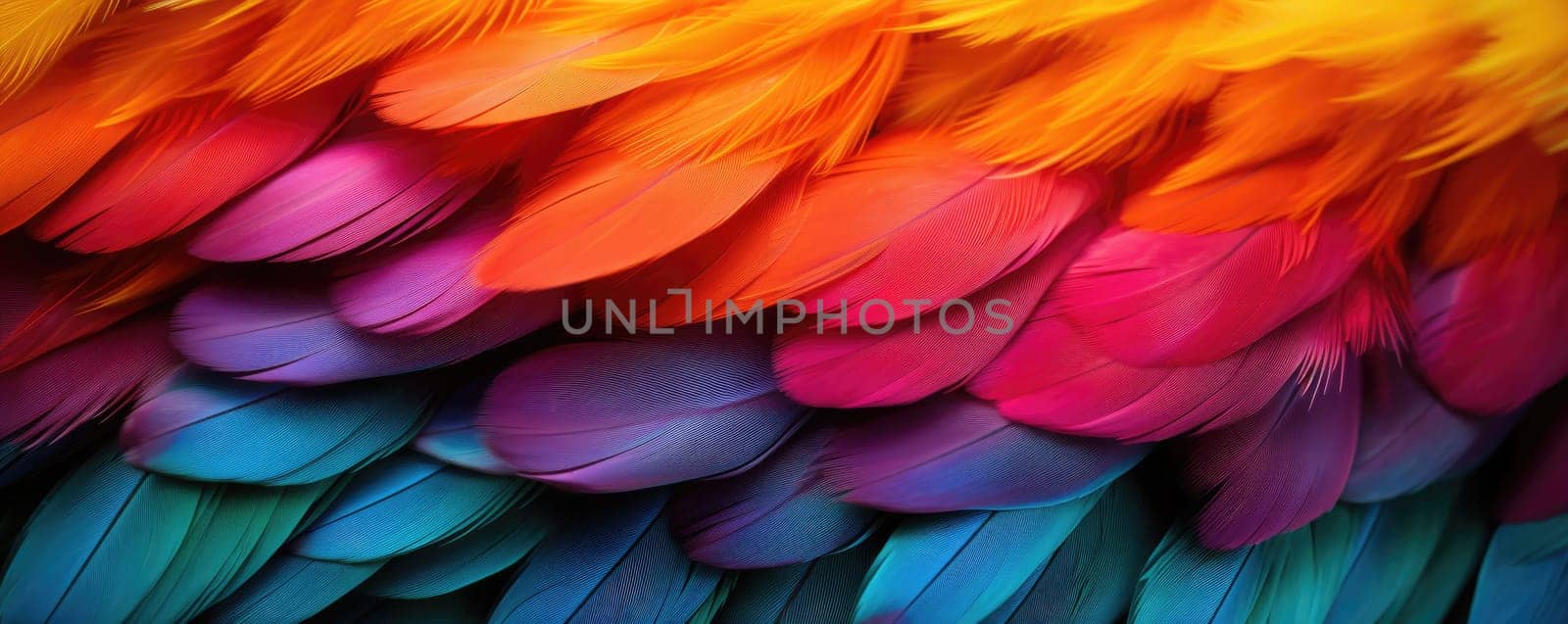 Close up of parrot feathers, texture. ai generated