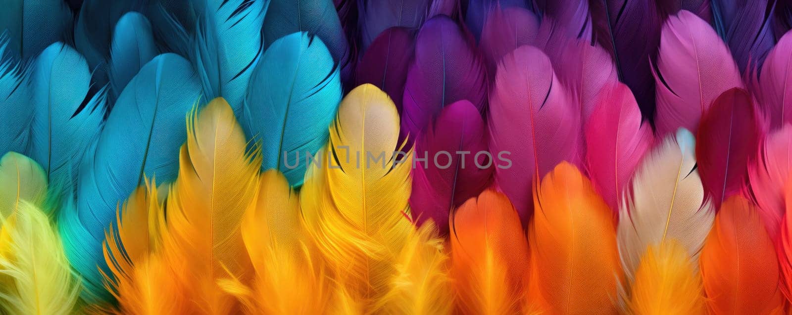 Close up of parrot feathers, texture. ai generated