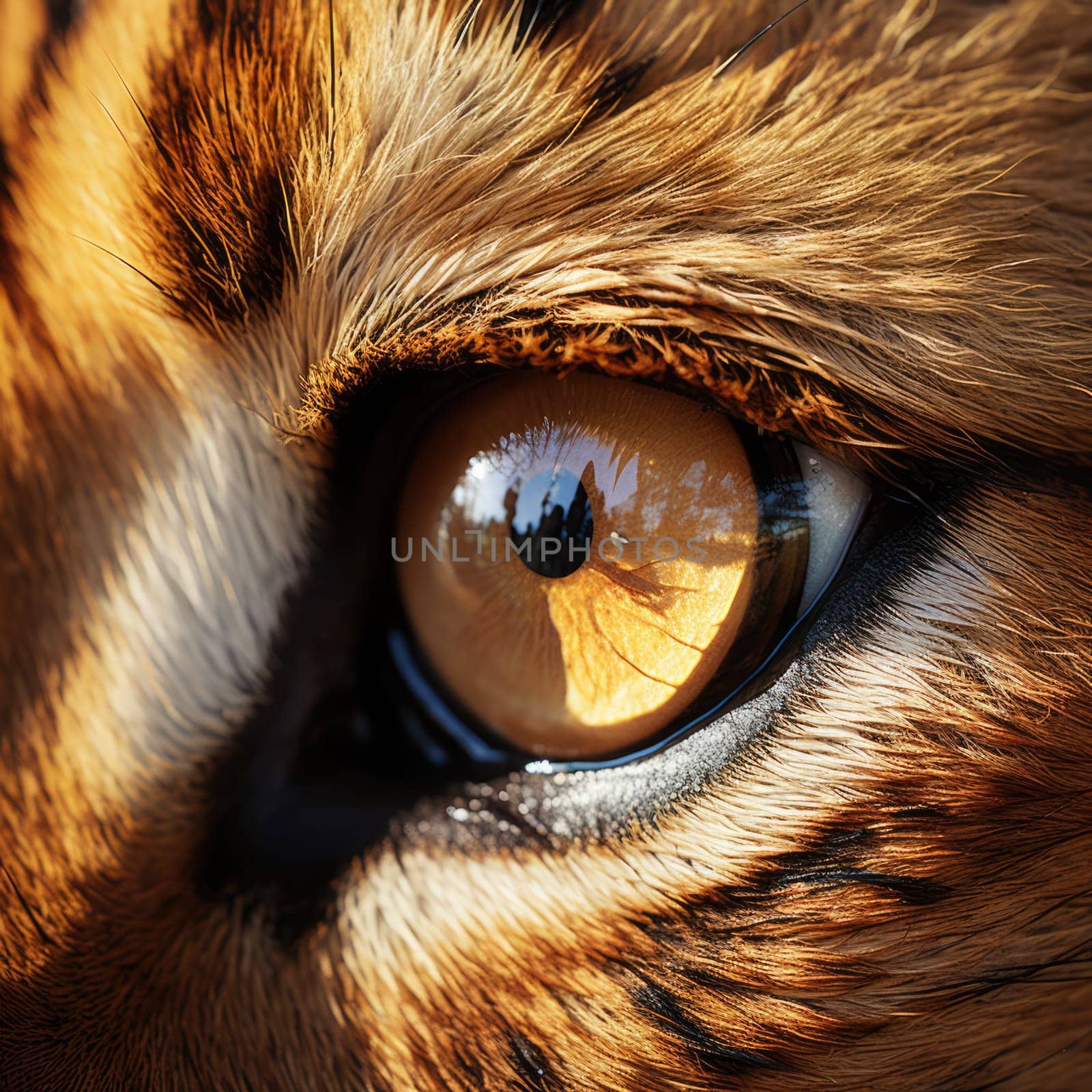 Closeup of a lion eye. ai generated by Desperada
