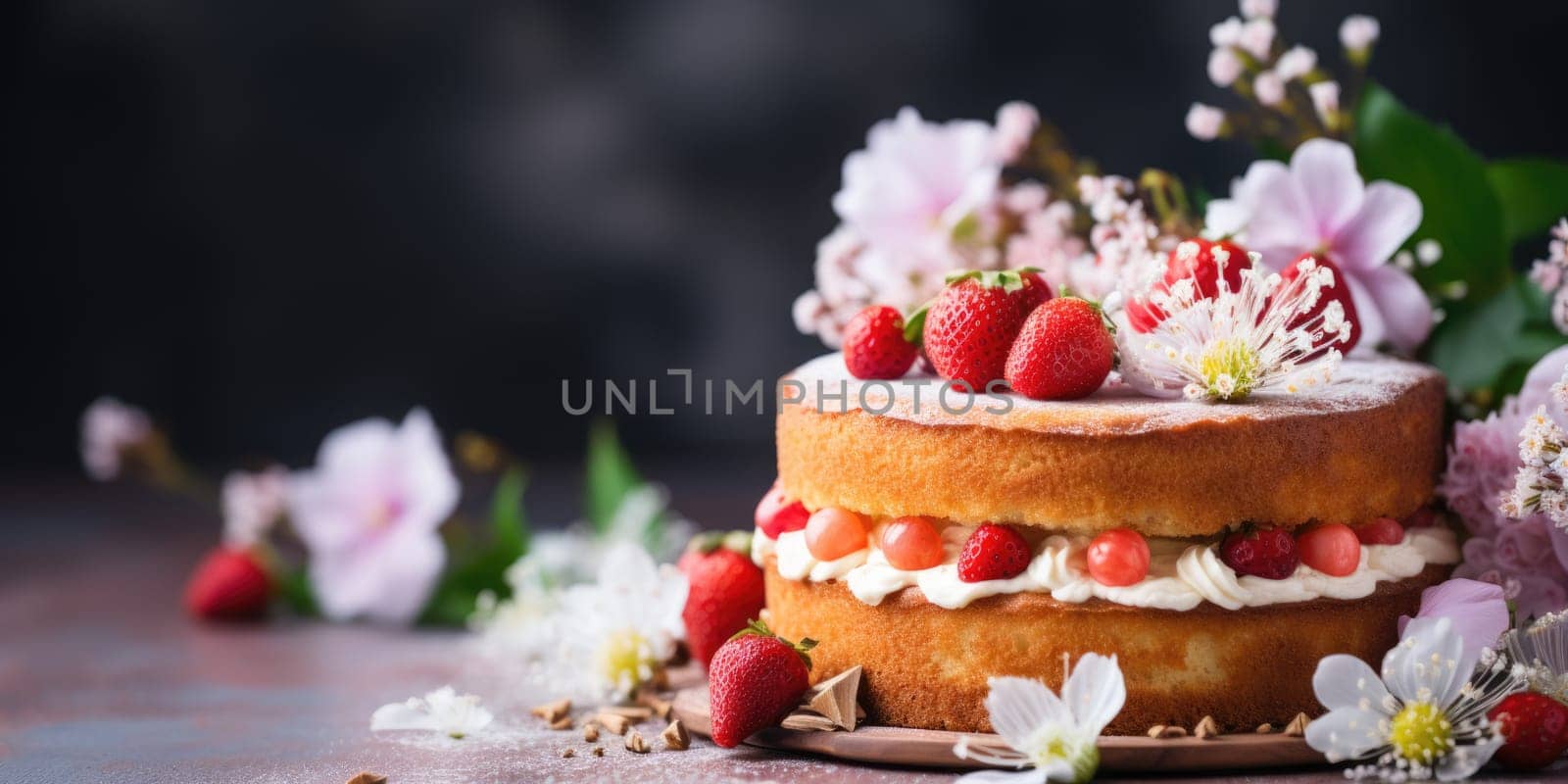 Delicious decorated Easter cake in rustic kitchen. ai generated