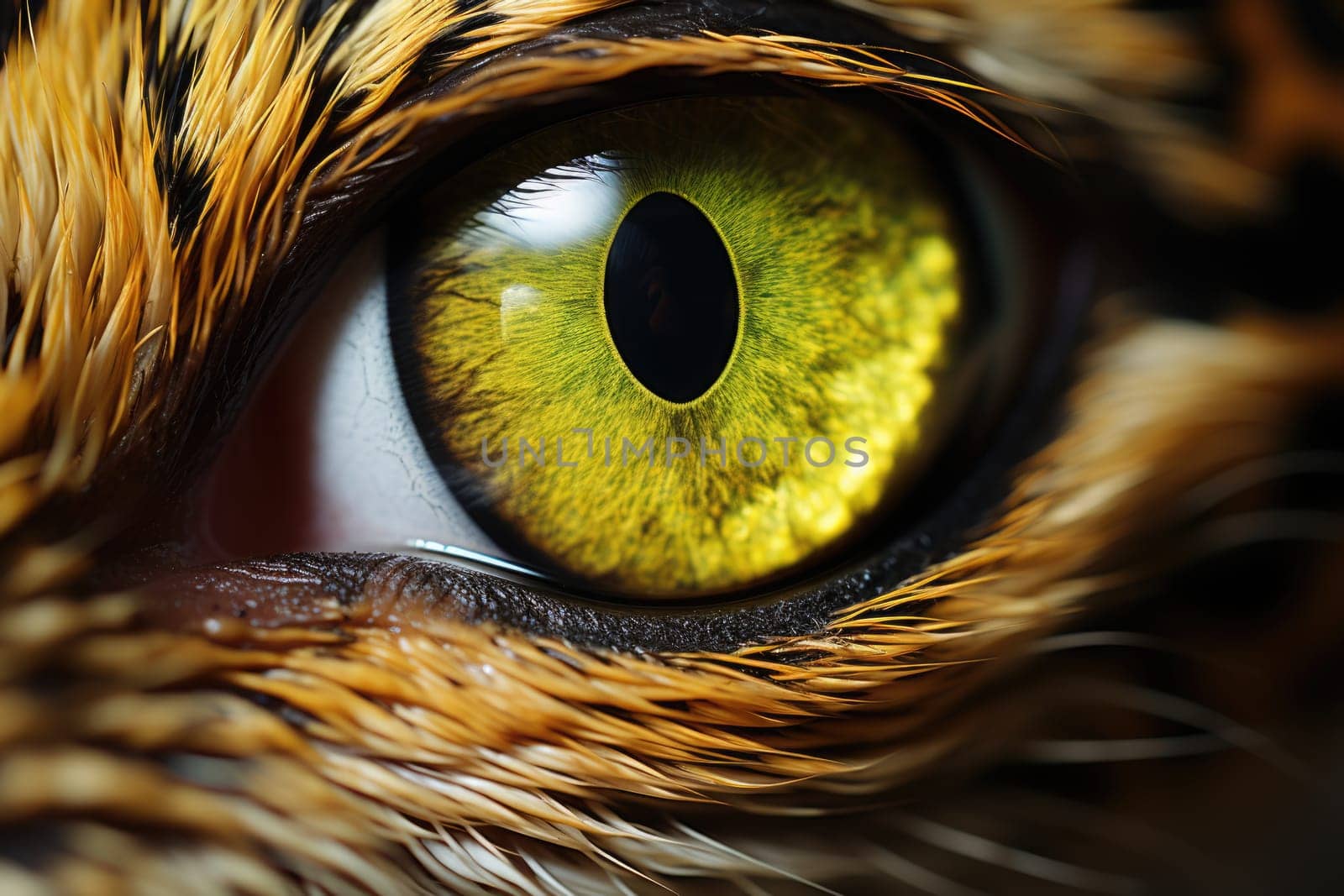 Closeup of a lion eye and face. ai generated