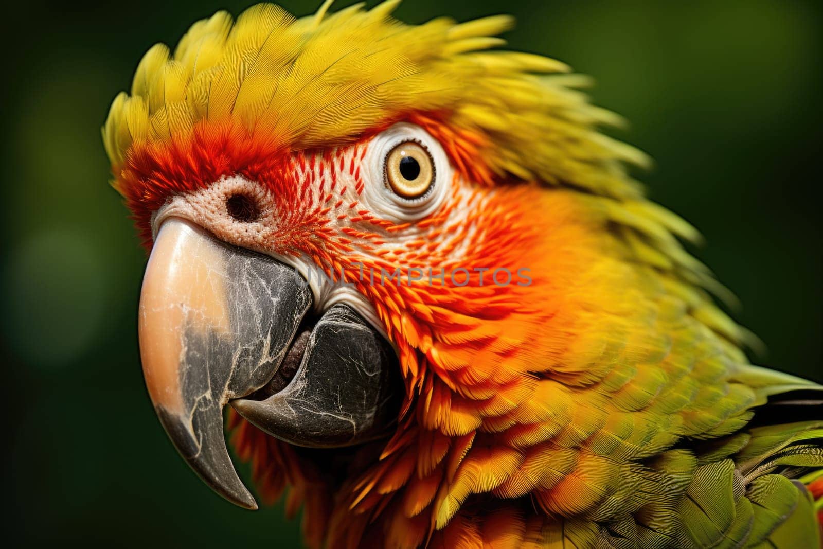 Close up of colorful parrot head. ai generated