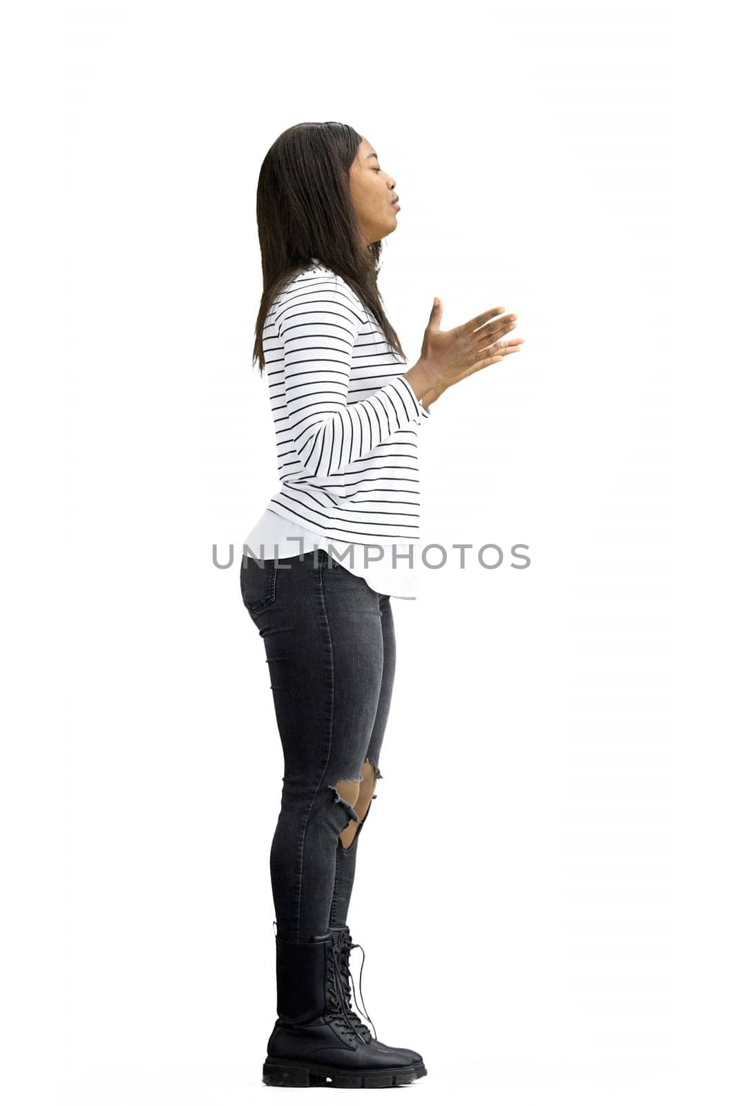 A woman, on a white background, in full height by Prosto