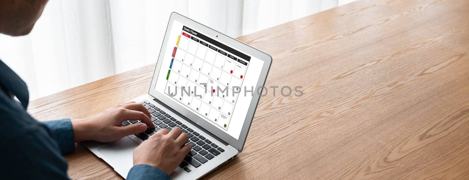 Calendar on computer software application for modish schedule planning for personal organizer and online business