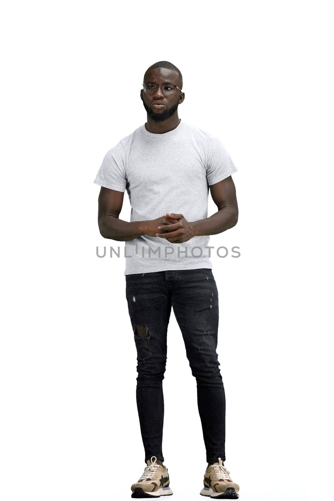 A man, full-length, on a white background.