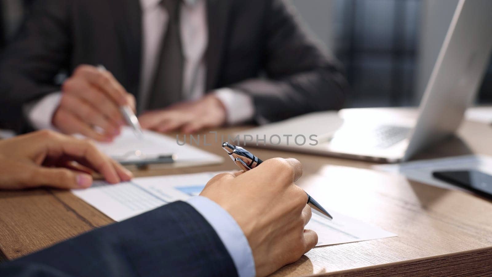 Business proposal, a meeting, discussion of documents.