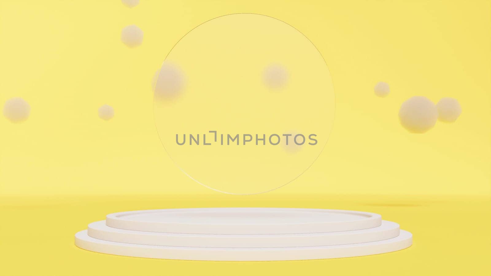 Cloud Yellow mockup white stages glass circle 3d render by Zozulinskyi