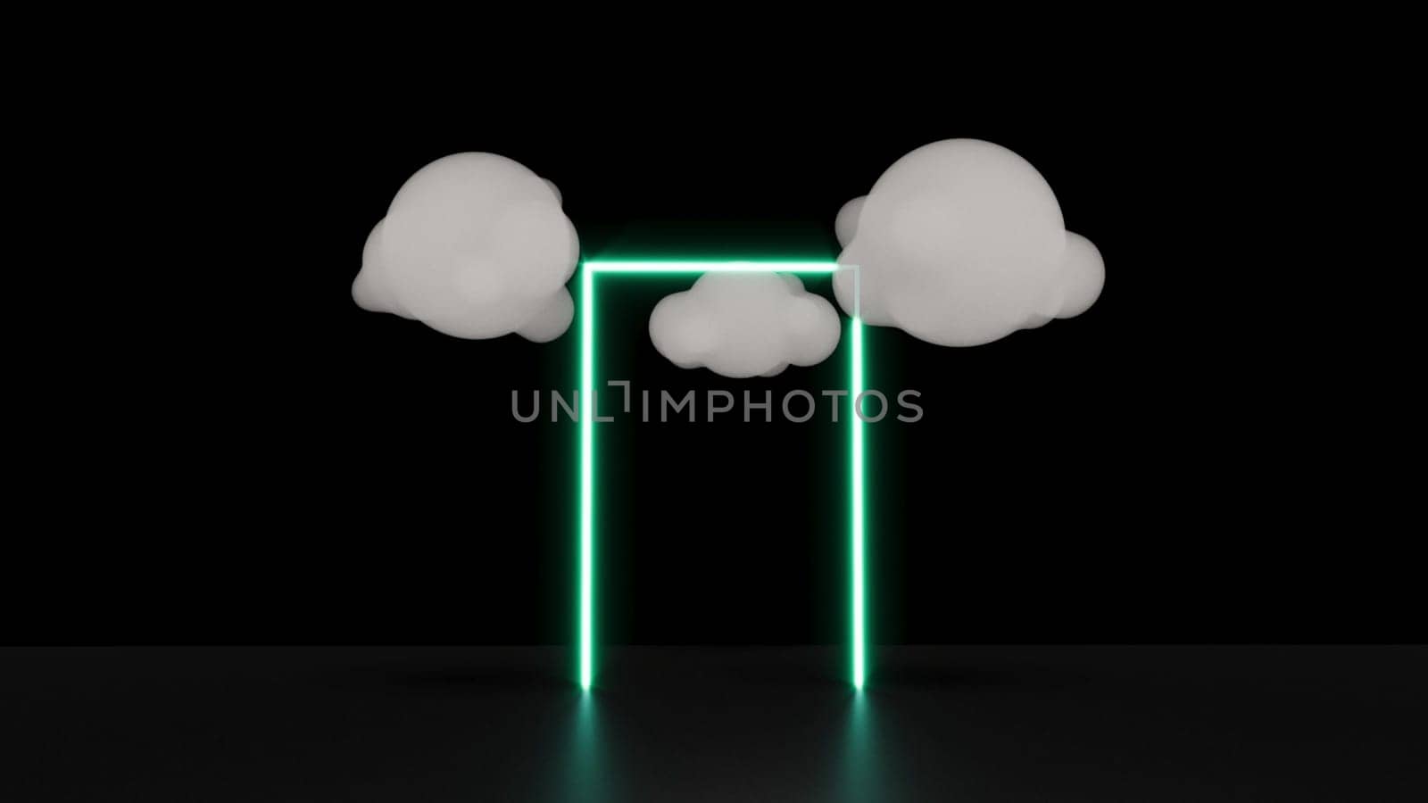 Neon portal cloud color lights change intro 3d render by Zozulinskyi