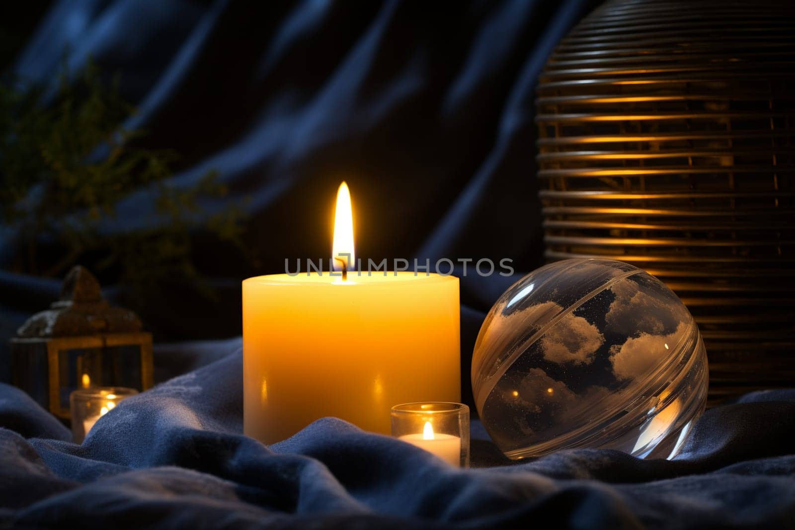 Beautiful composition of spa treatment on white wooden table by Andelov13