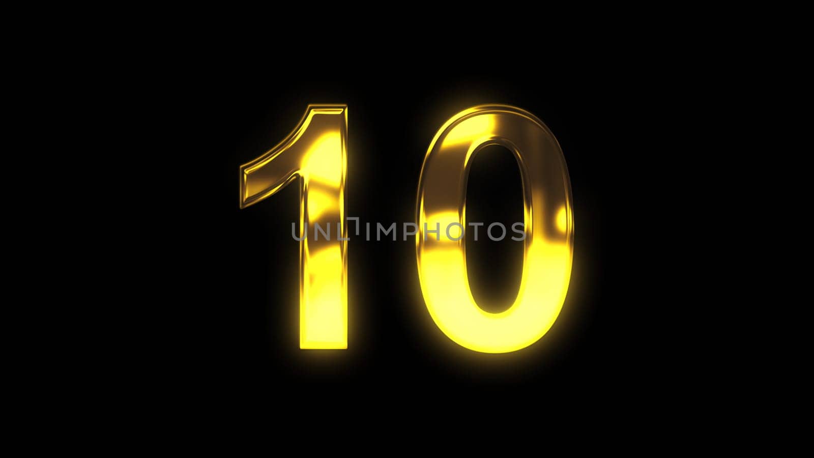 Gold number 10. Computer generated 3d render