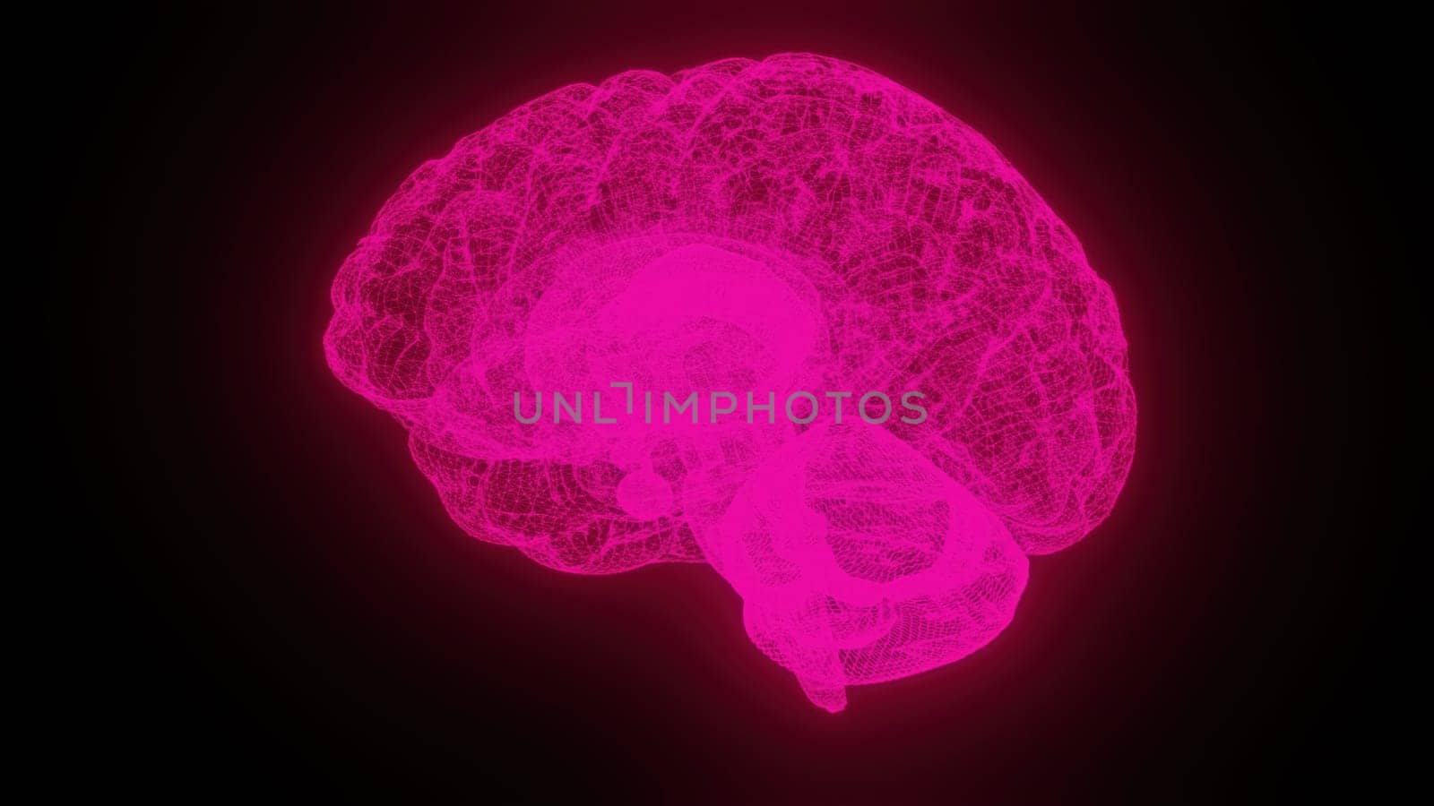 Digital brain with lines. Computer generated 3d render