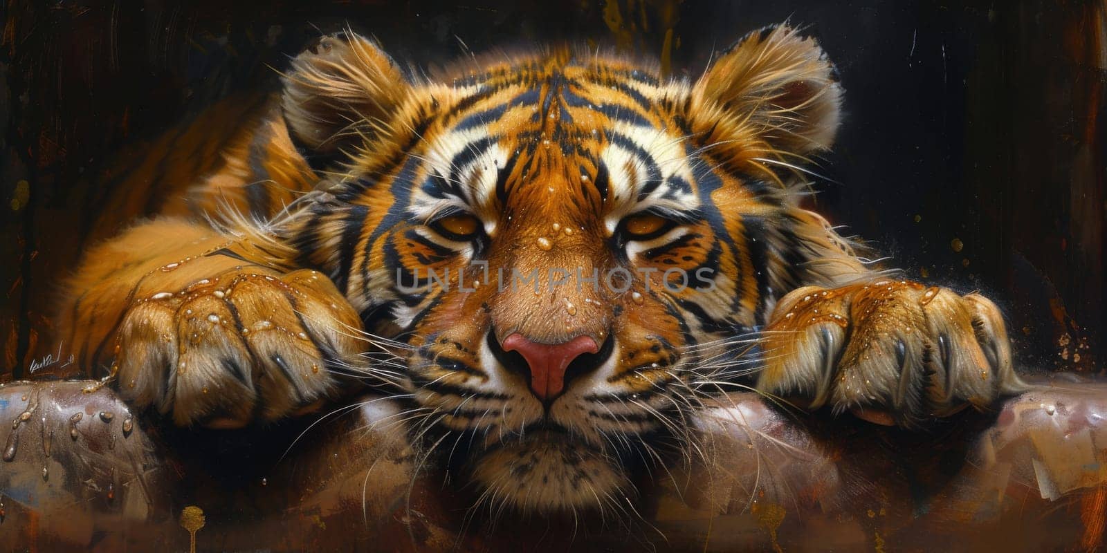 Painting of a tiger with oil technique. Wall art. by Benzoix