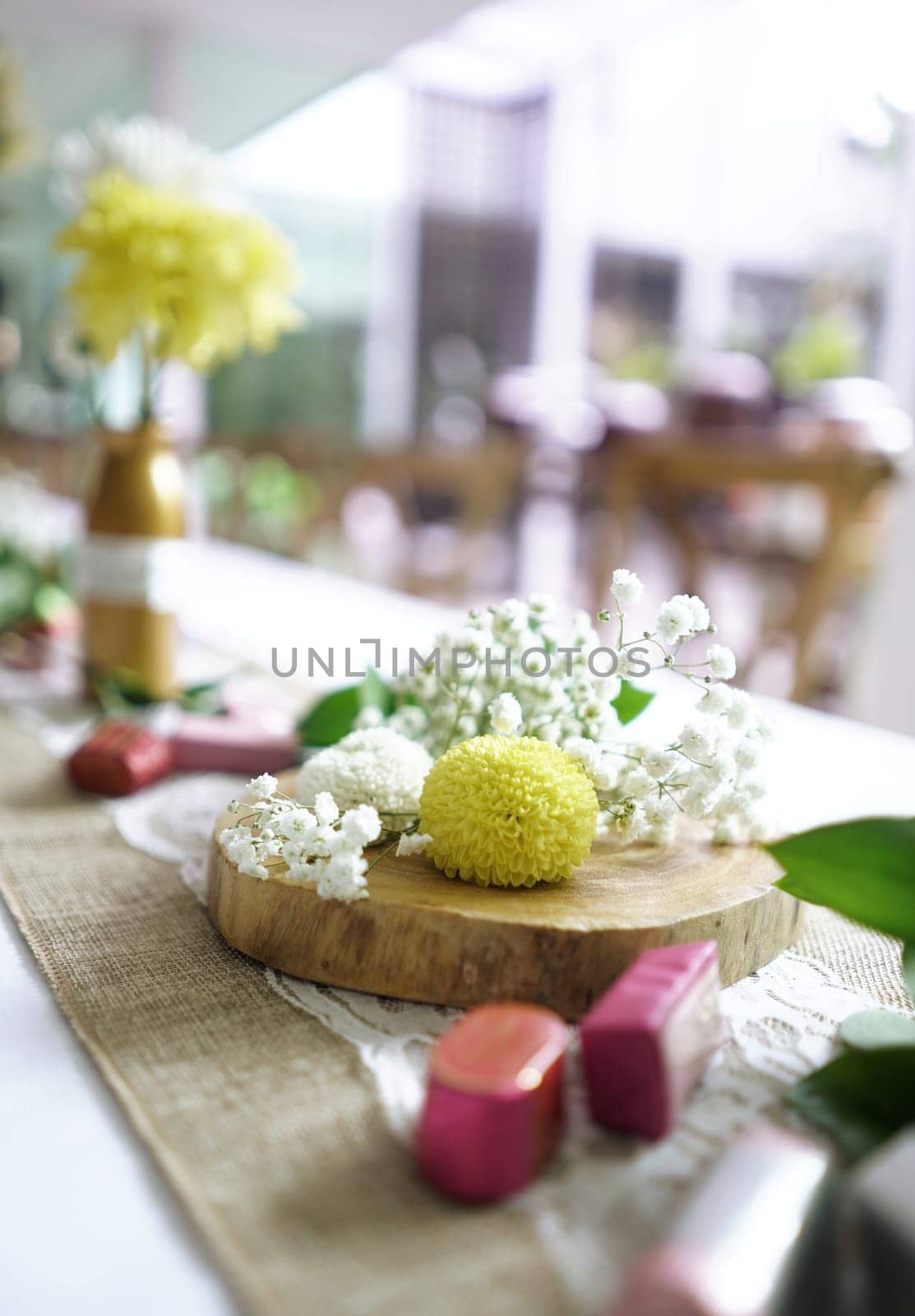 Party decorations setup, nice and beautiful interior decorations for party with several ornaments
