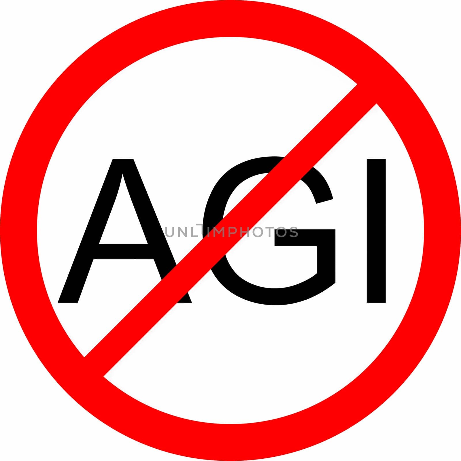 No AGI Sign Icon. Red Crossed Circle. by z1b