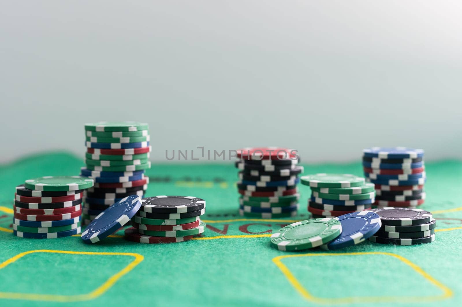 concept - poker chips, playing cards close. High quality photo