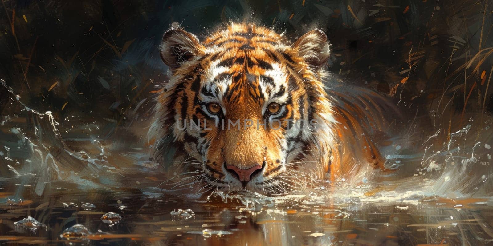 Painting of a tiger with oil technique. Wall art. by Benzoix