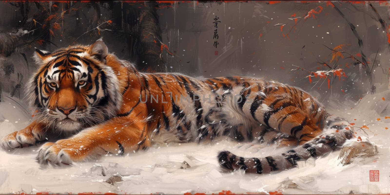 Painting of a tiger with oil technique. Wall art. by Benzoix