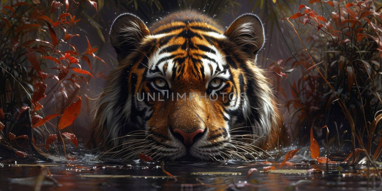 Painting of a tiger with oil technique. Wall art