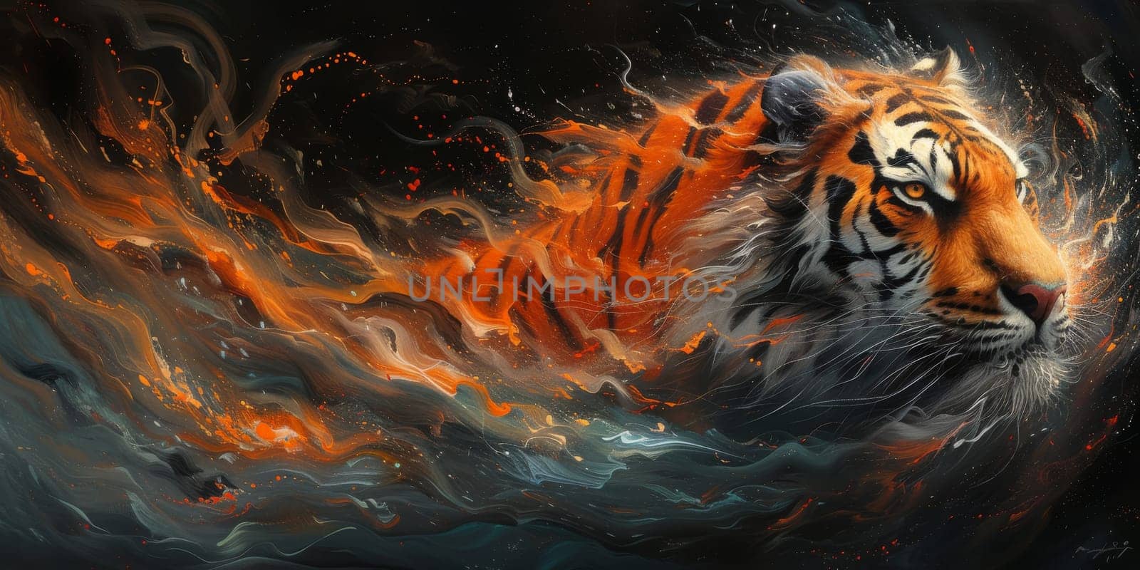 Painting of a tiger with oil technique. Wall art. by Benzoix