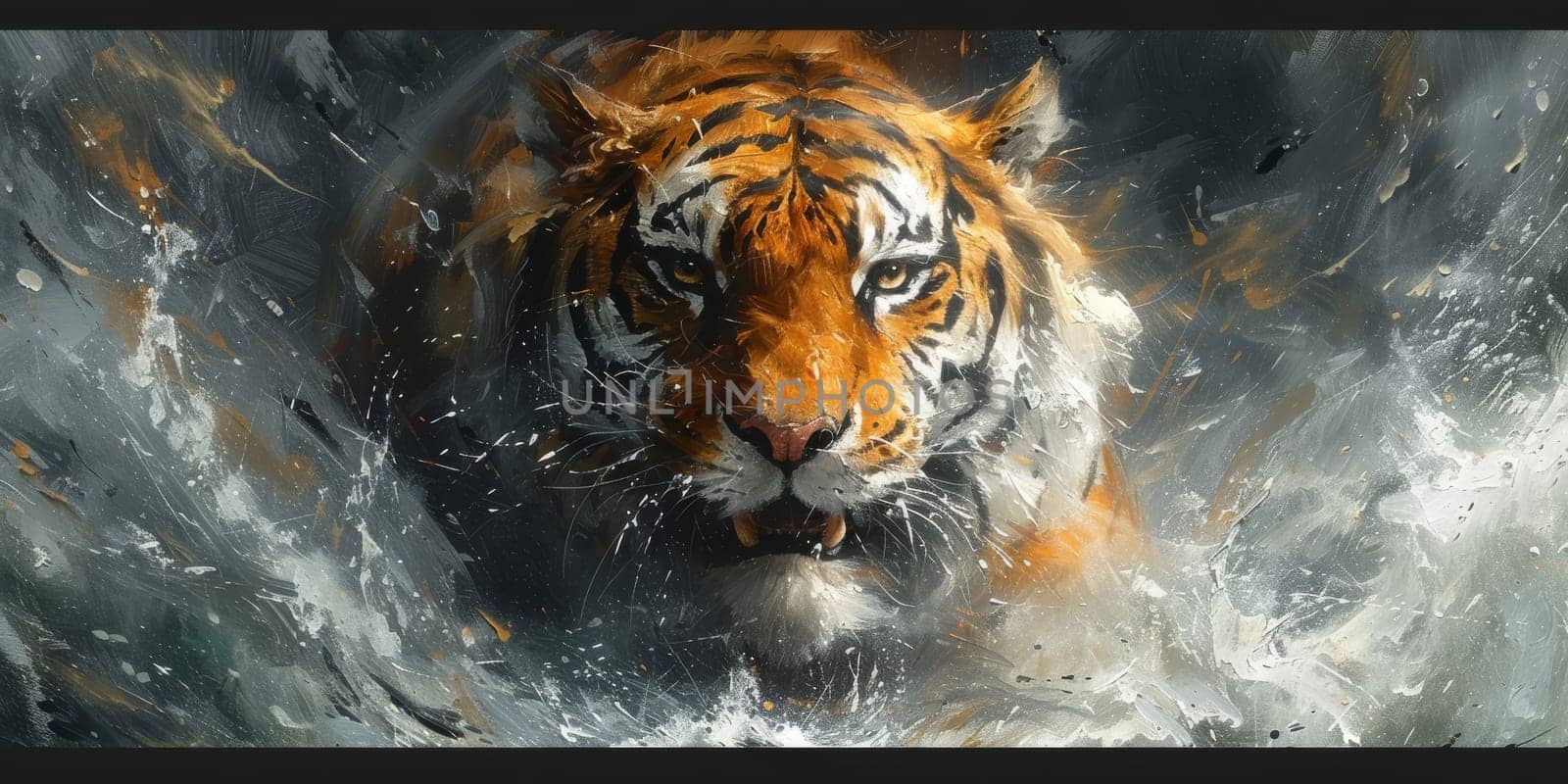 Painting of a tiger with oil technique. Wall art. by Benzoix