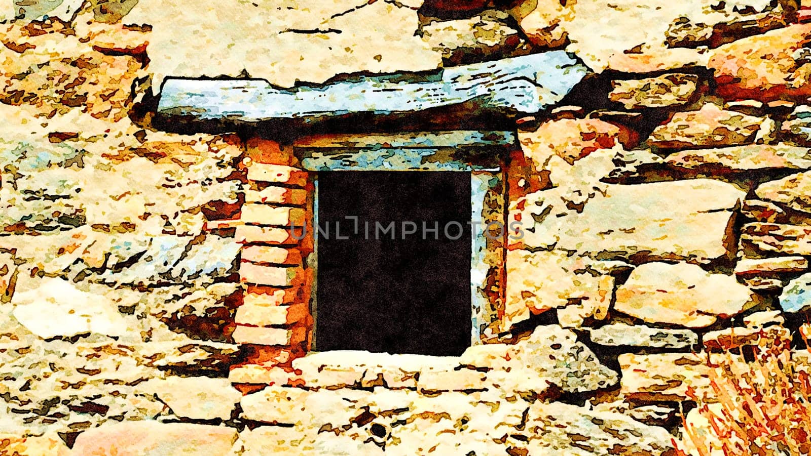 One of the windows of an ancient brick and granite house. by Jamaladeen
