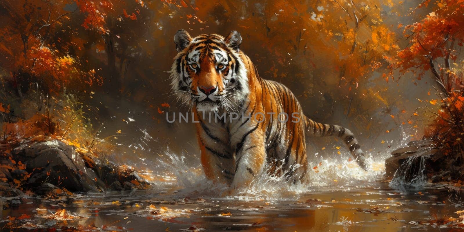 Painting of a tiger with oil technique. Wall art. by Benzoix