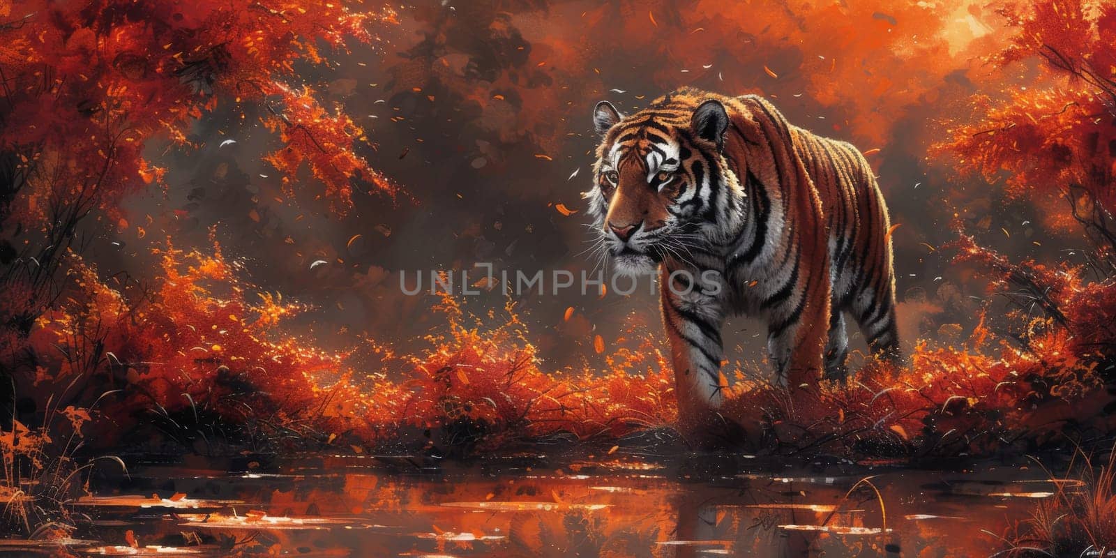 Painting of a tiger with oil technique. Wall art. by Benzoix