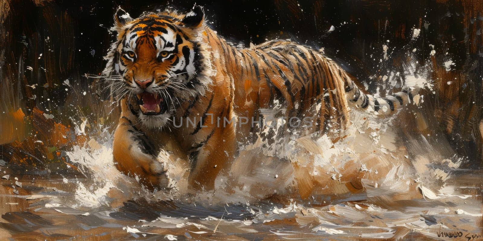 Painting of a tiger with oil technique. Wall art. by Benzoix