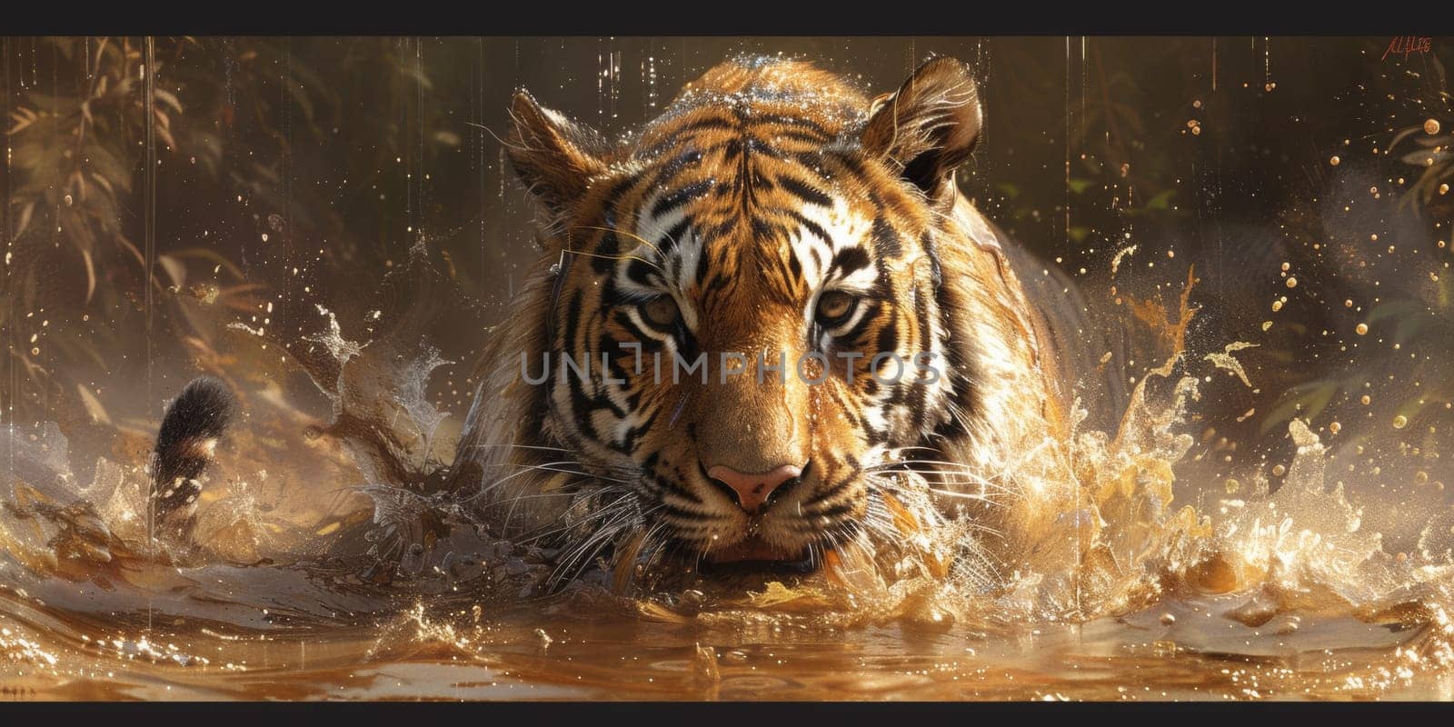 Painting of a tiger with oil technique. Wall art. by Benzoix