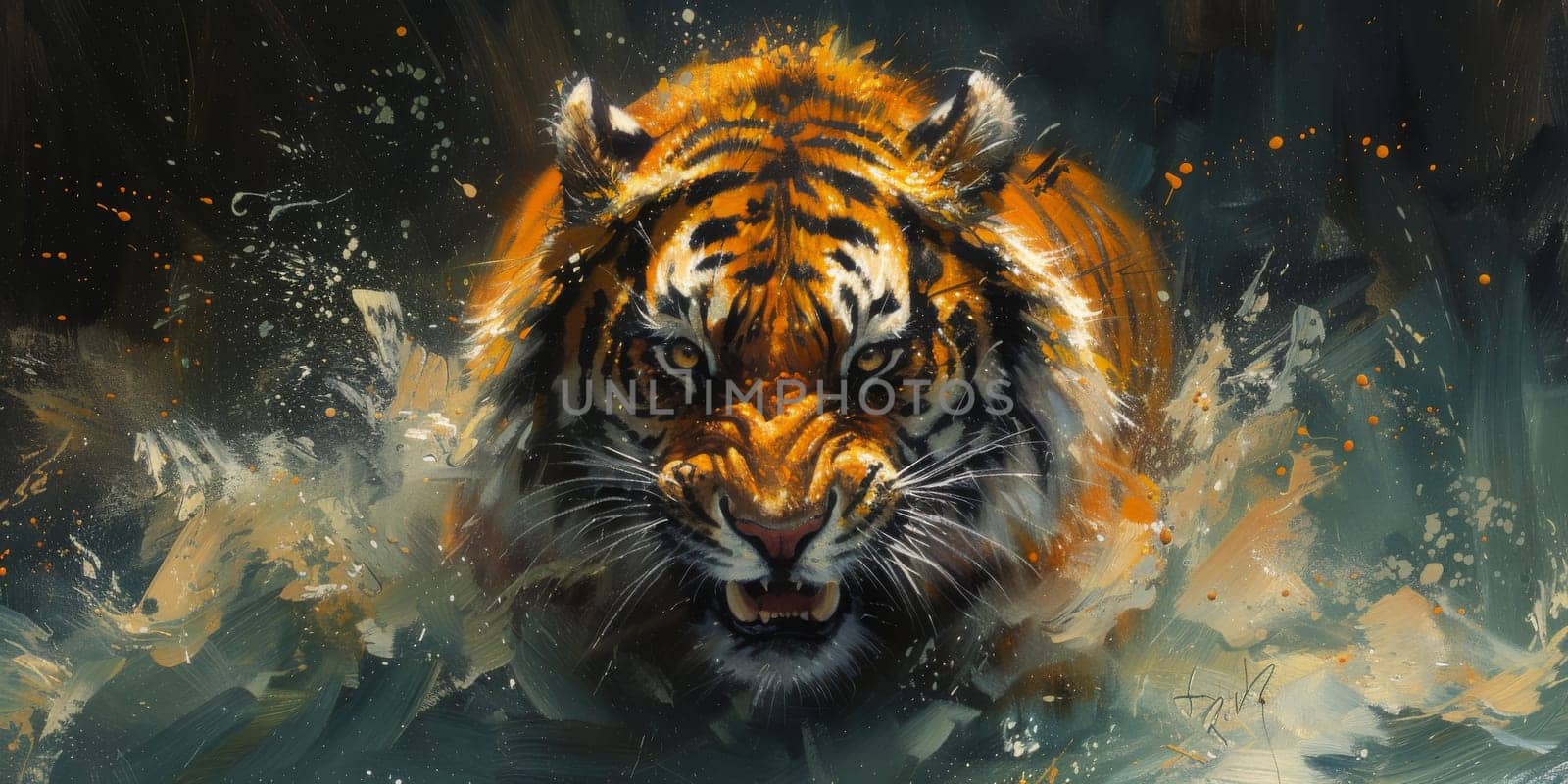 Painting of a tiger with oil technique. Wall art. by Benzoix